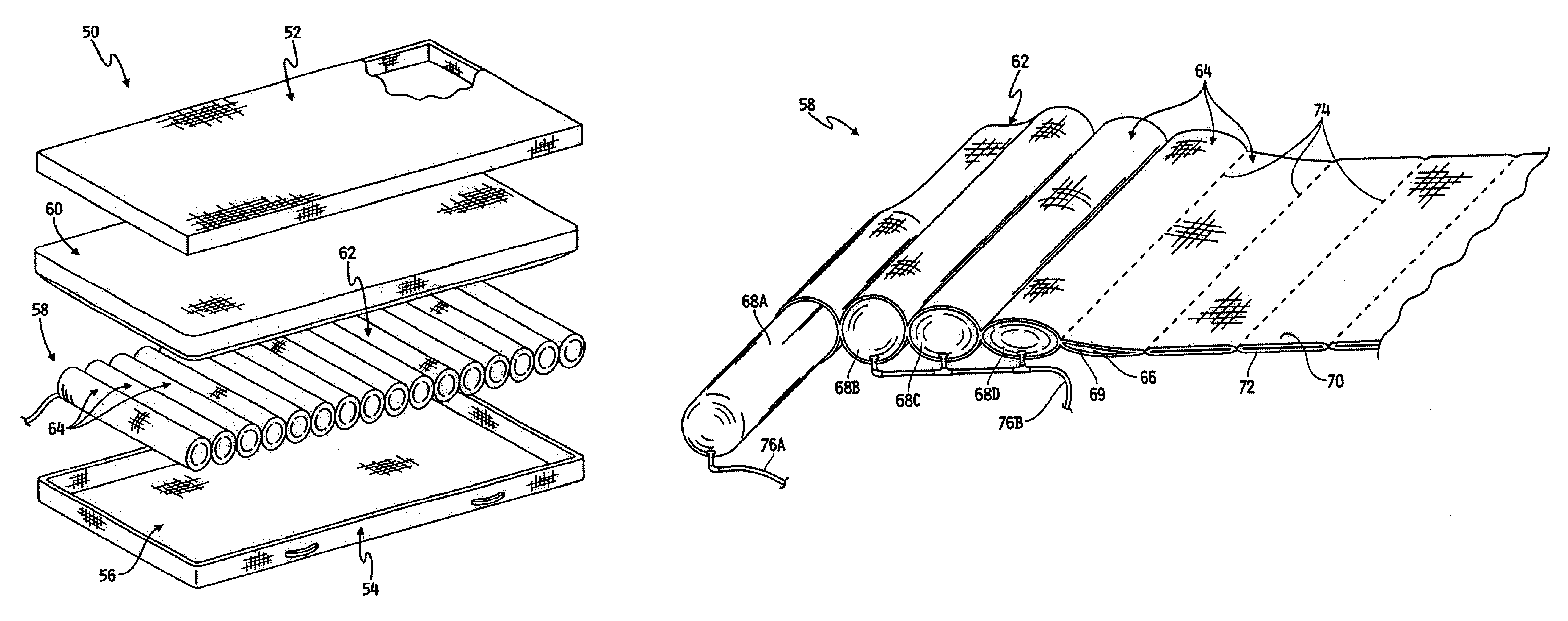 Self-sealing mattress structure