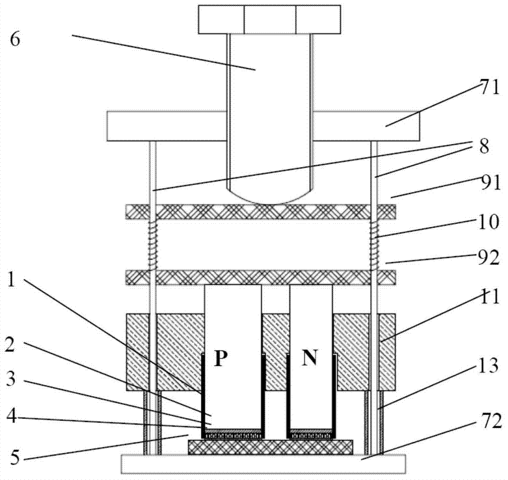 Electrode and packaging material for skutterudite thermoelectric unicouple component and step method connection technology