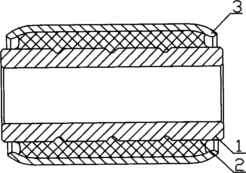 Spring bushing assembly for automobile front steel plates, and production process thereof