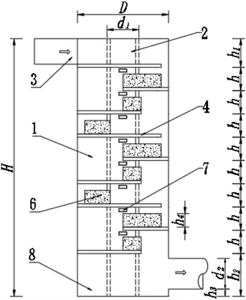 Turbofan shaped graded drop type vertical shaft