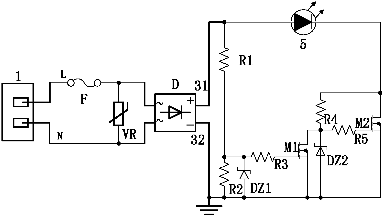 Light emitting diode (LED) light-emitting device directly driven by alternating current