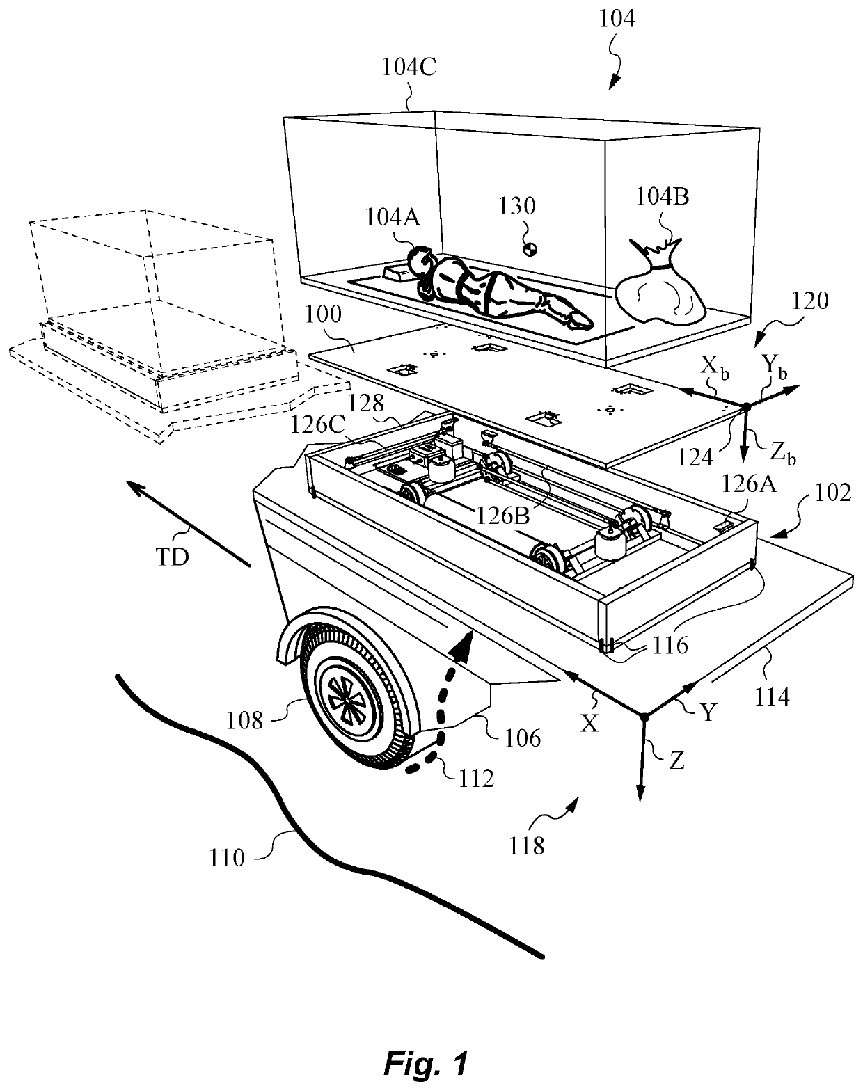 Carrier platform with suspension mechanism for supporting a vibration-sensitive load on a vehicle