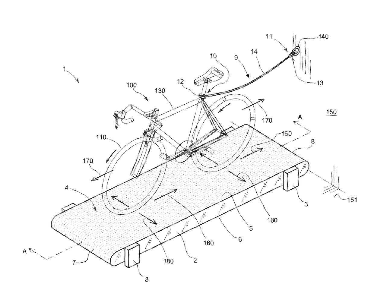 Cycling training apparatus with stationary movement