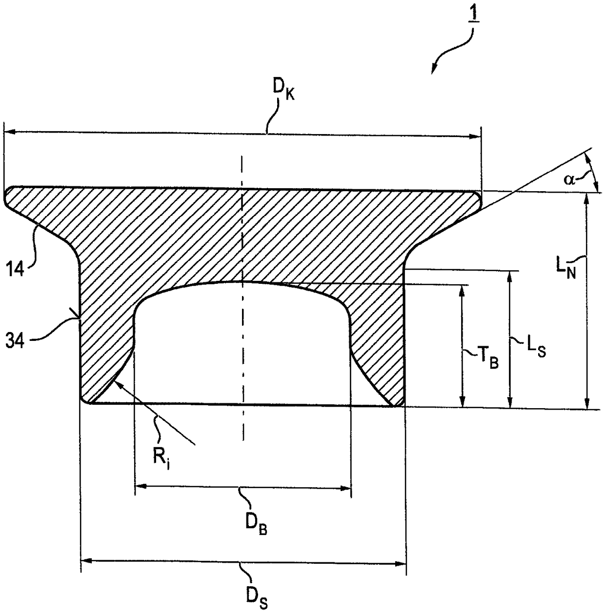 Semi-tubular self-piercing rivet for thin sheet metal joints, method for producing said semi-tubular self-piercing rivet, and method for producing a joint