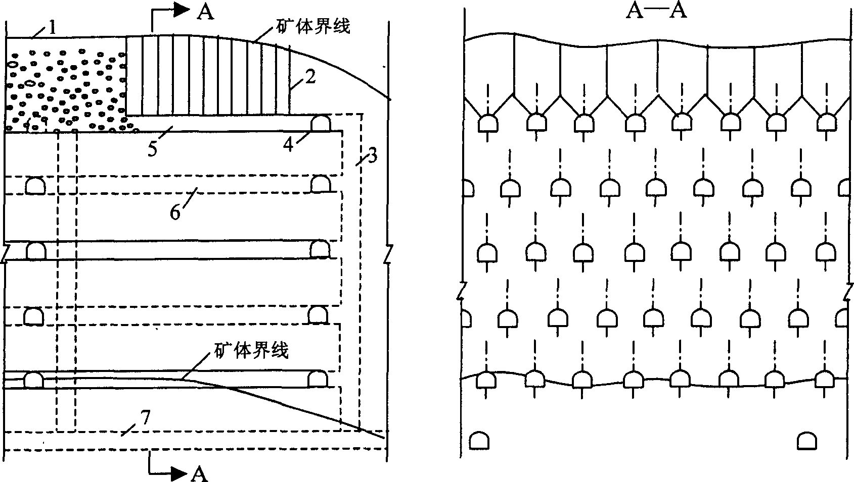 Improved sublevel caving method without bottom column