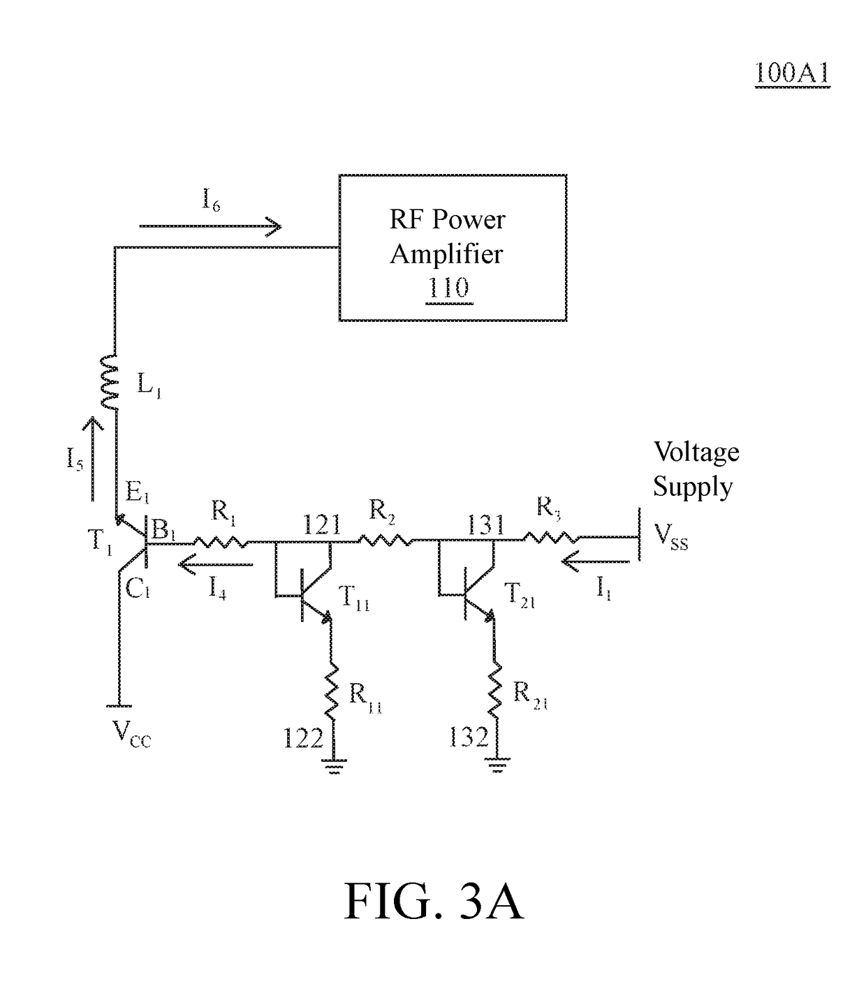 Bias circuit for supplying a bias current to a RF power amplifier