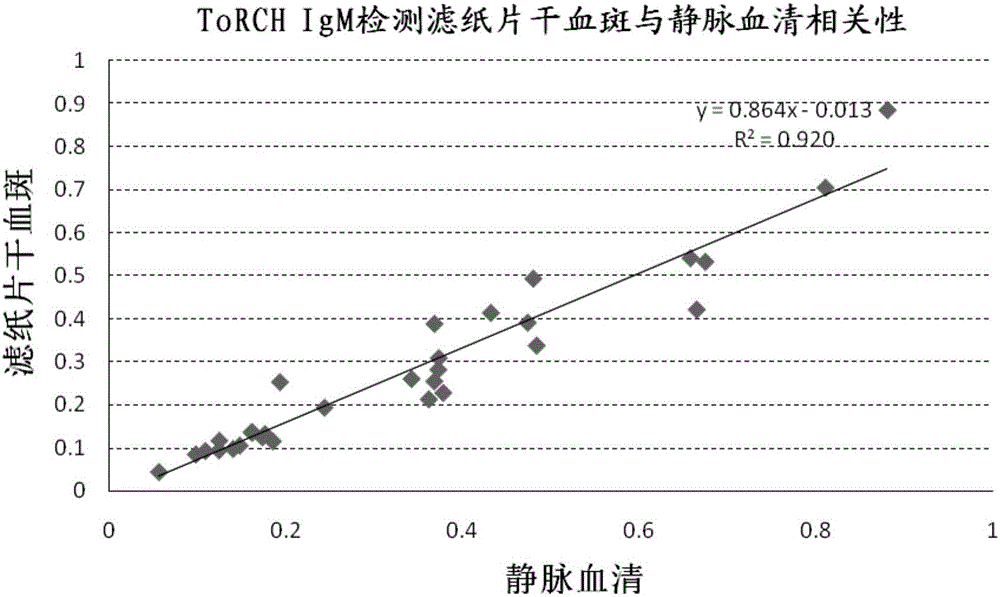 Method for detecting ToRCH10 item antibody based on filter paper dried blood spots