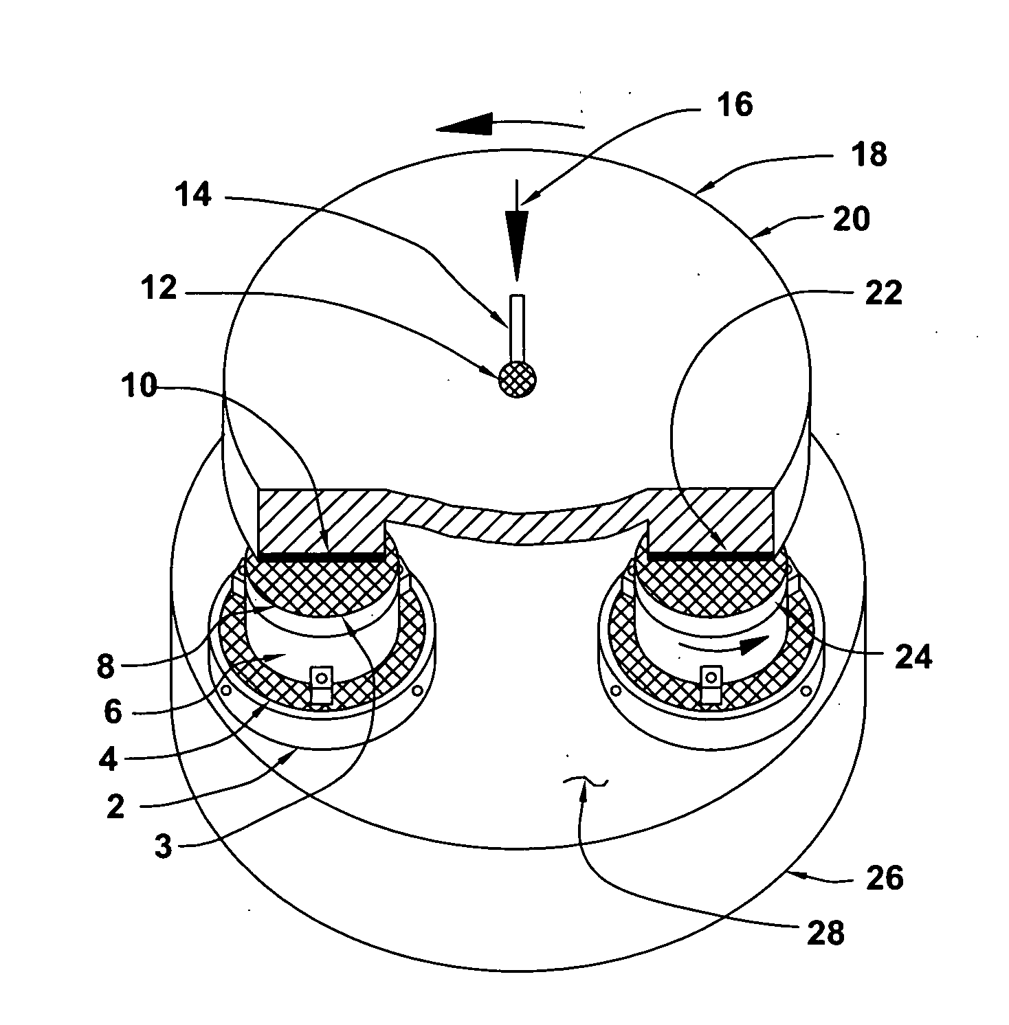 Fixed-spindle and floating-platen abrasive system using spherical mounts