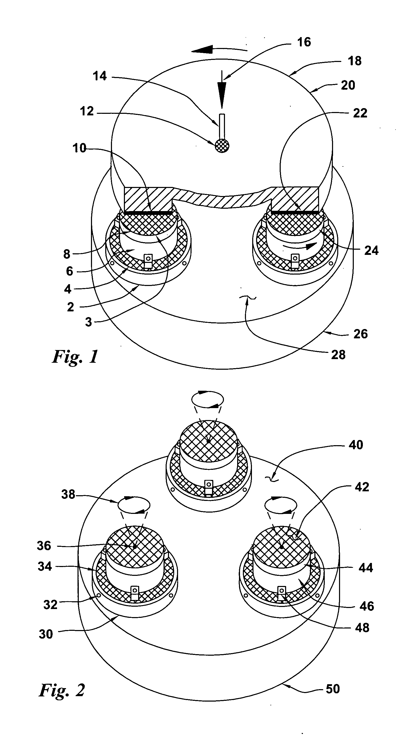 Fixed-spindle and floating-platen abrasive system using spherical mounts