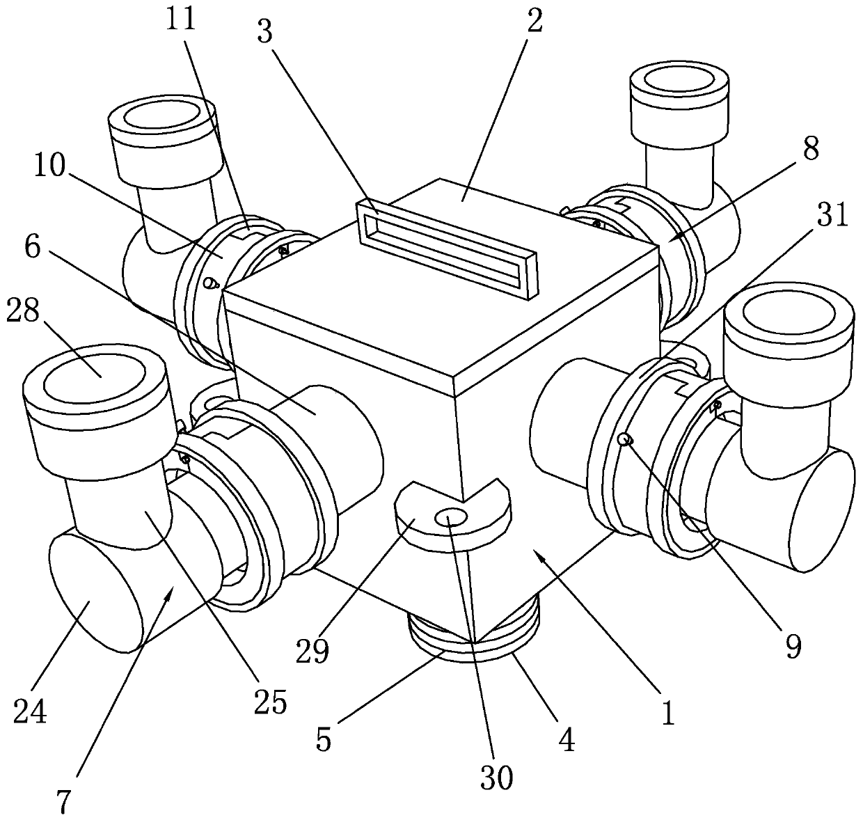 Multi-pipeline connected confluence device