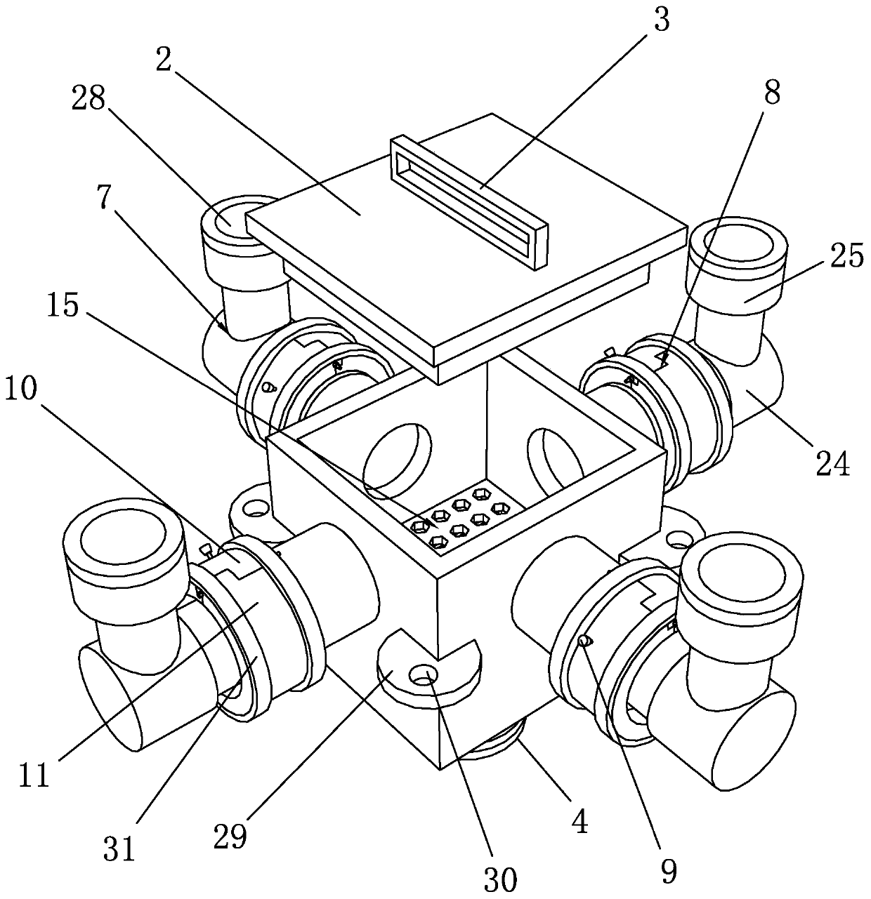 Multi-pipeline connected confluence device