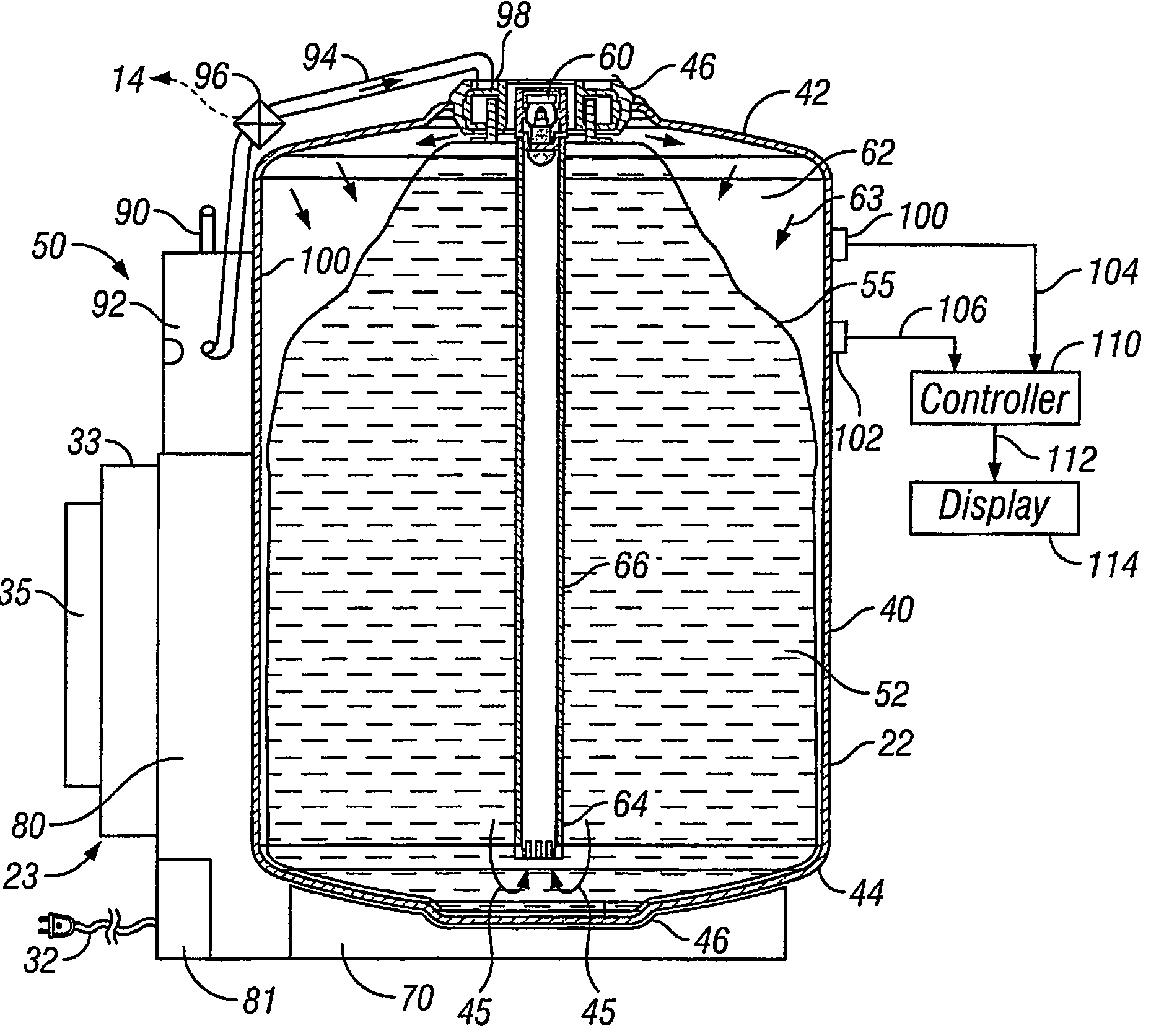 Beer dispensing system with gas pressure reservoir