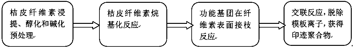 A kind of synthetic method of orange peel cellulose based transition metal cation surface imprinted polymer