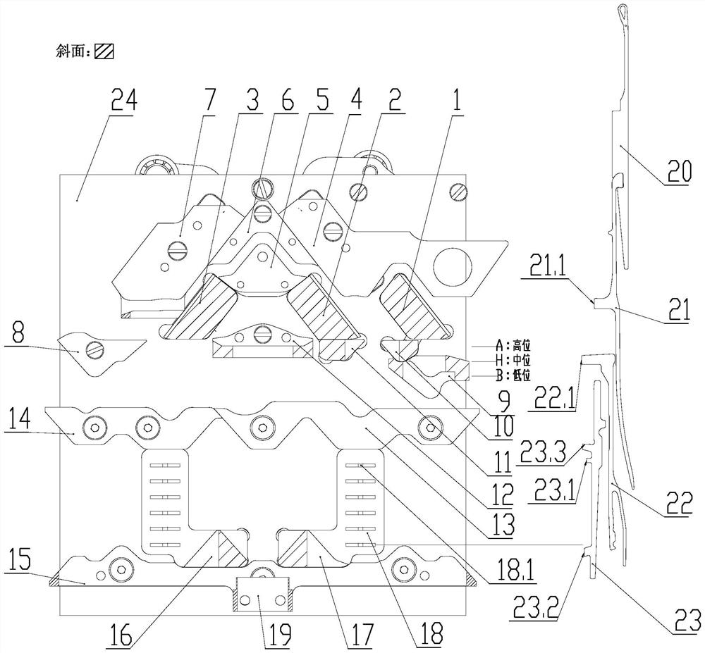 Triangular control mechanism and its multi-station weaving method