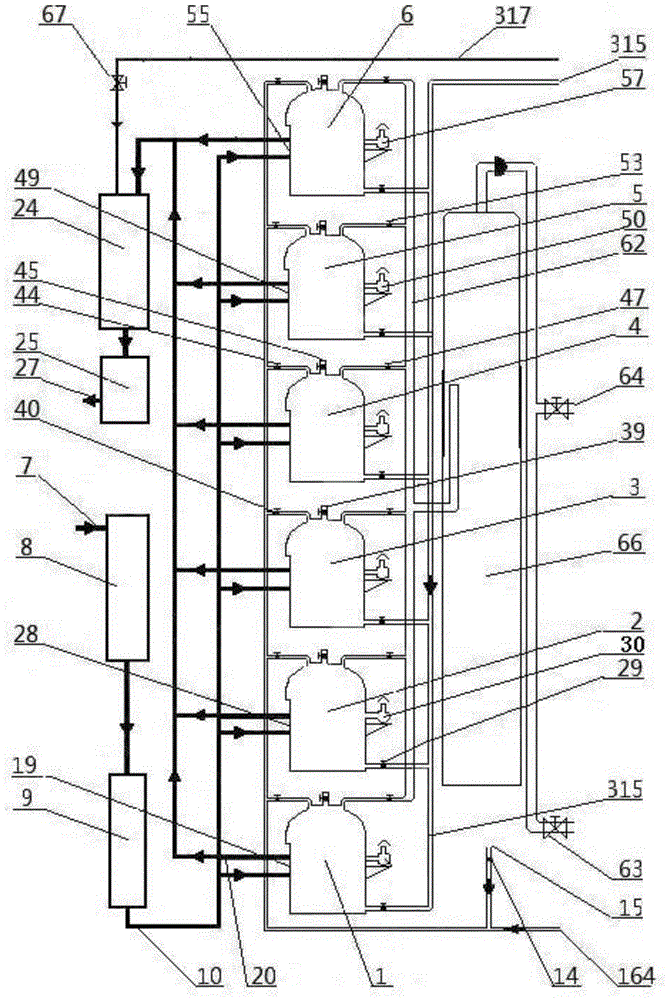 Six-tank circulating biogas dual-path sofc anode fuel supply system