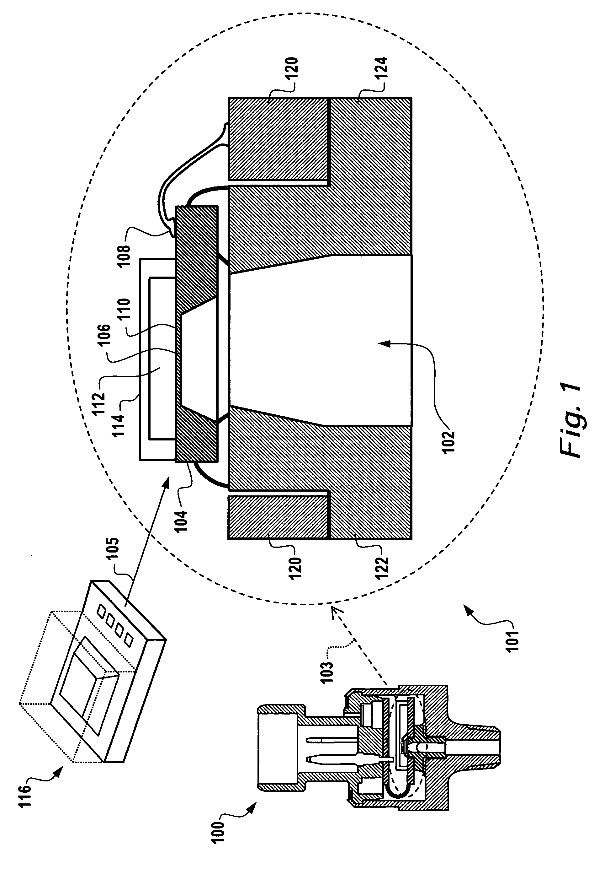 Exhaust back pressure sensor using absolute micromachined pressure sense die