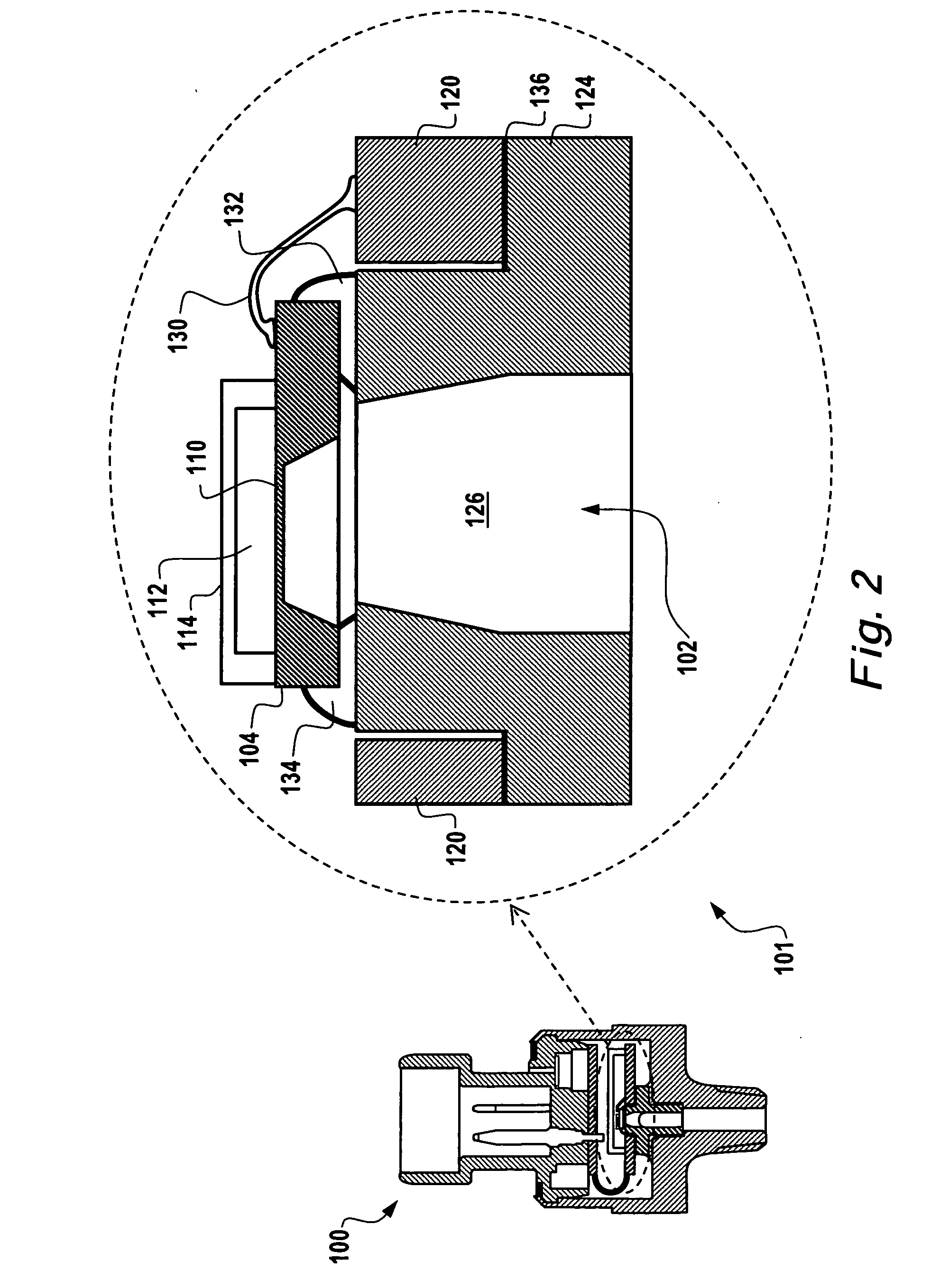 Exhaust back pressure sensor using absolute micromachined pressure sense die