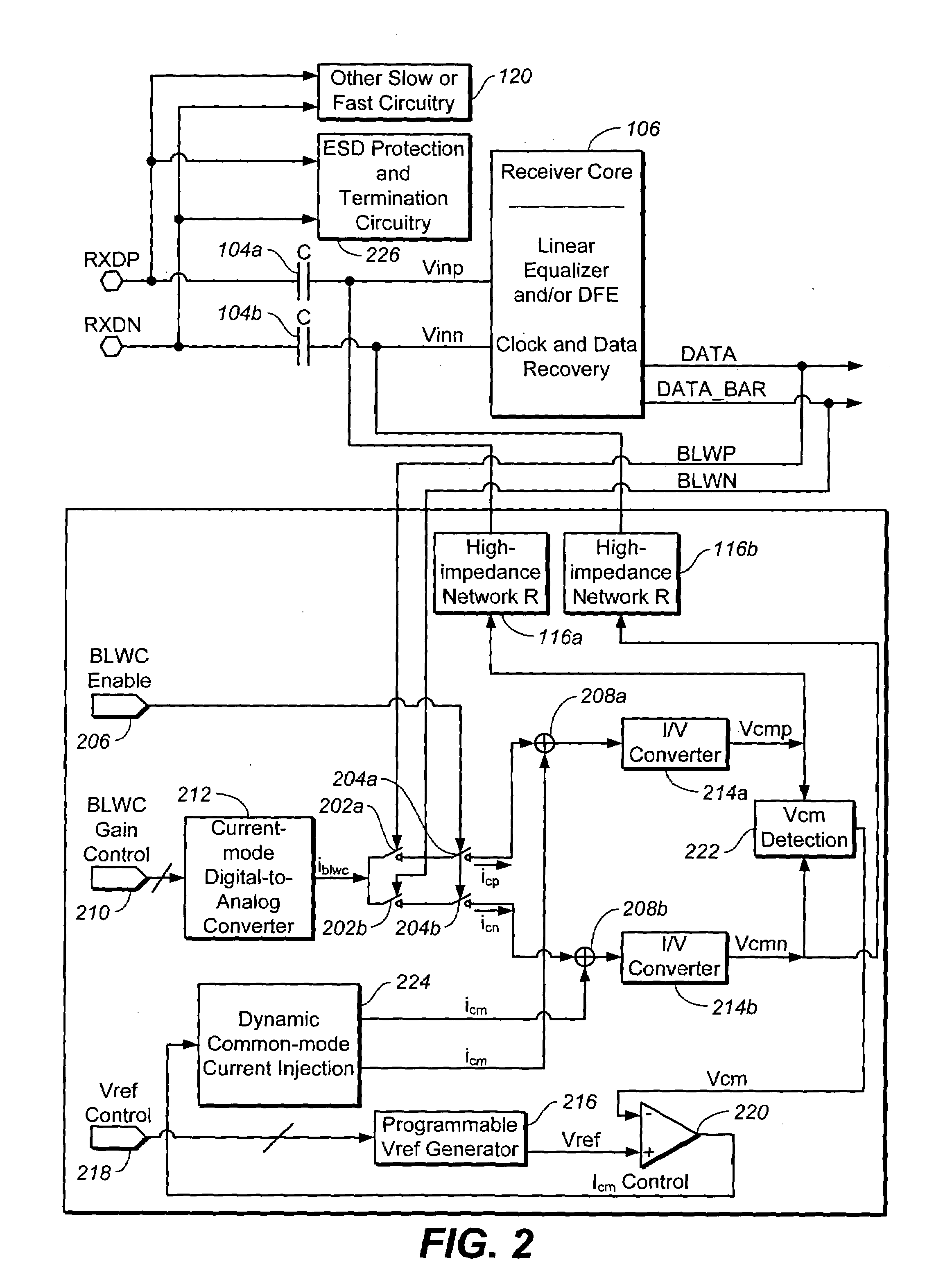 AC coupling circuit integrated with receiver with hybrid stable common-mode voltage generation and baseline-wander compensation