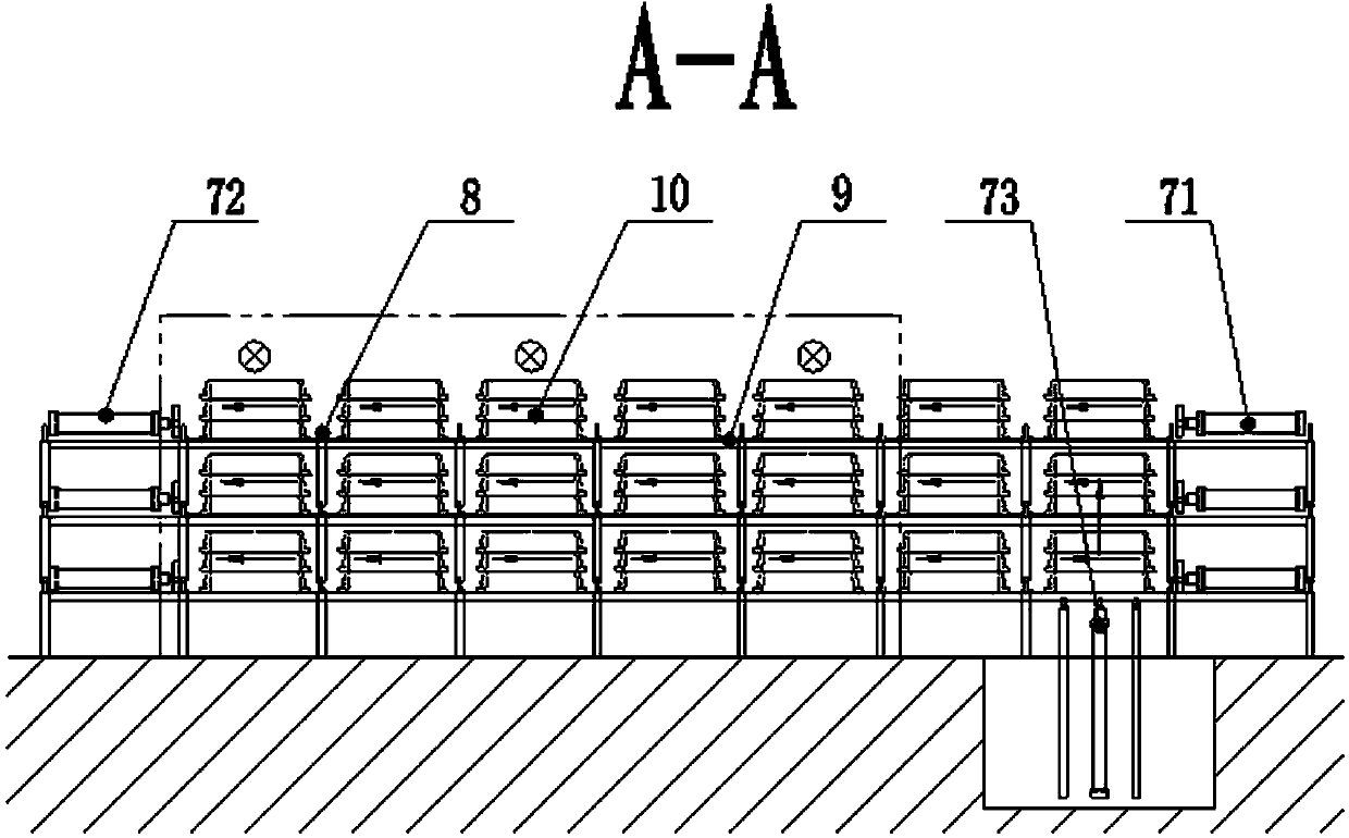 Integrated sand core feeding and discharging device for drying room