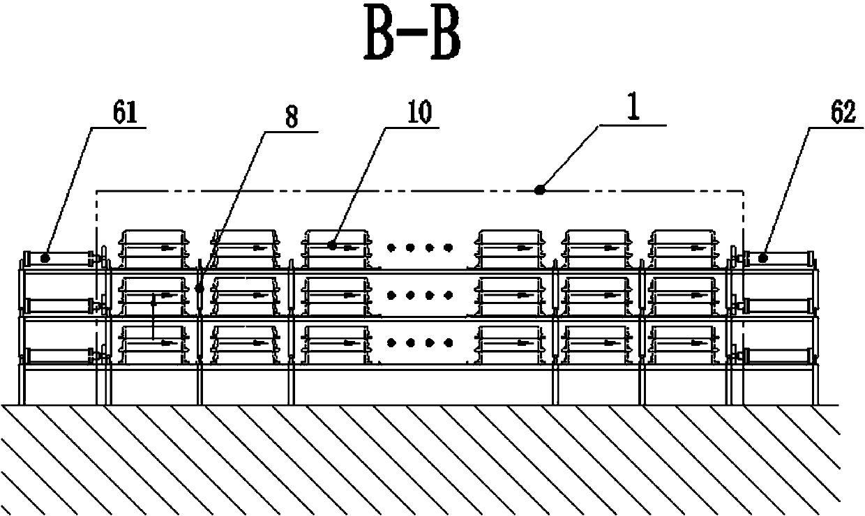 Integrated sand core feeding and discharging device for drying room