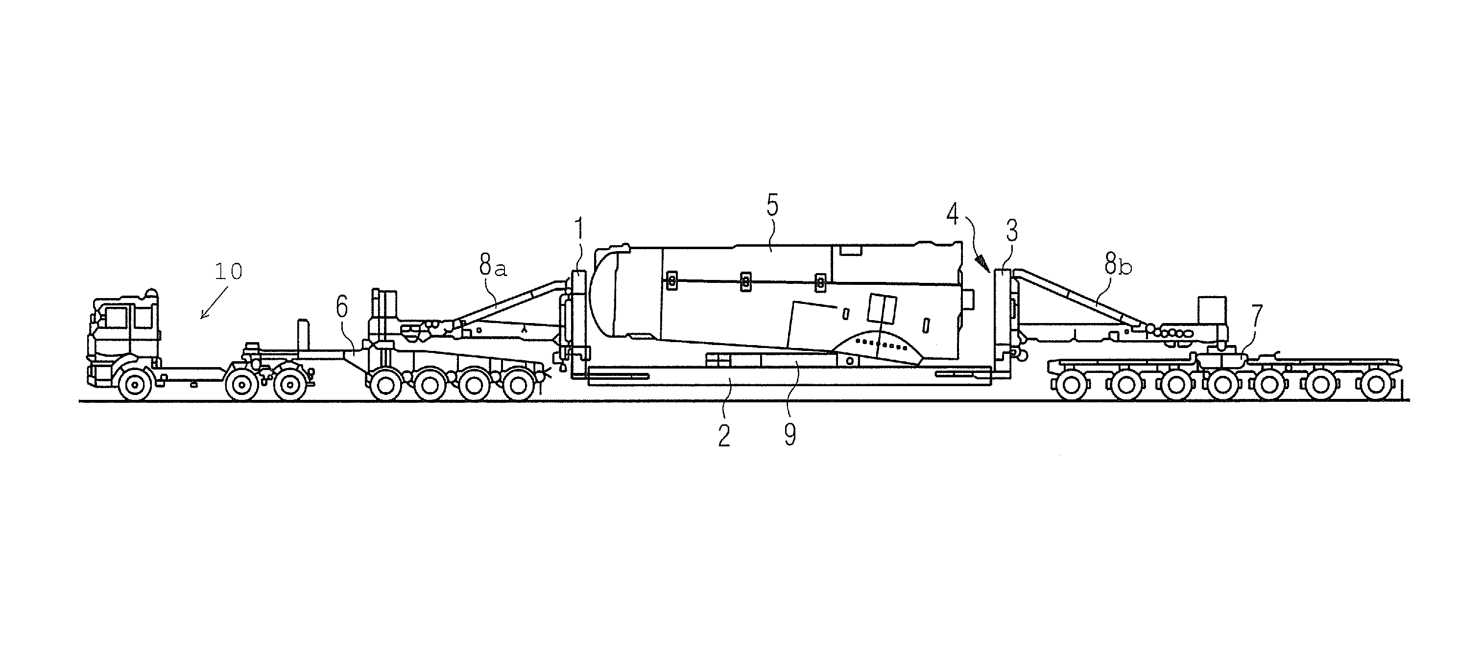 Arrangement for the transport of wind turbine components