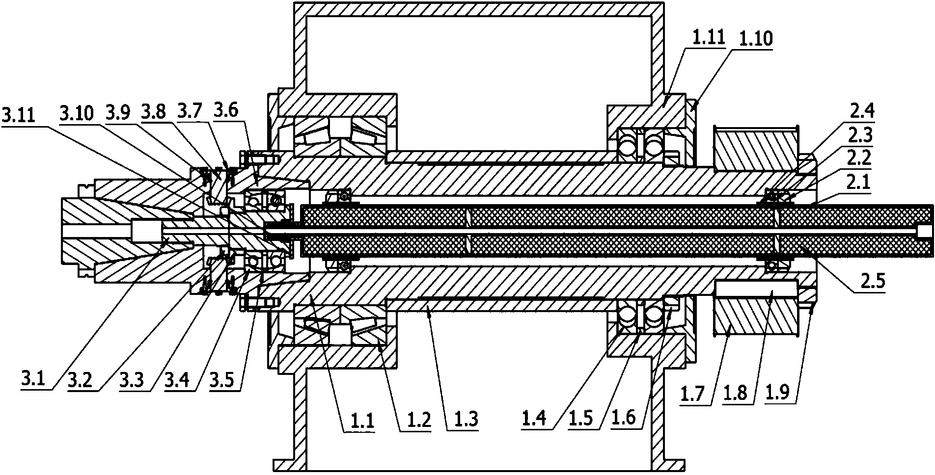 Liquid nitrogen inner spraying type numerical control drilling and milling machine main shaft device