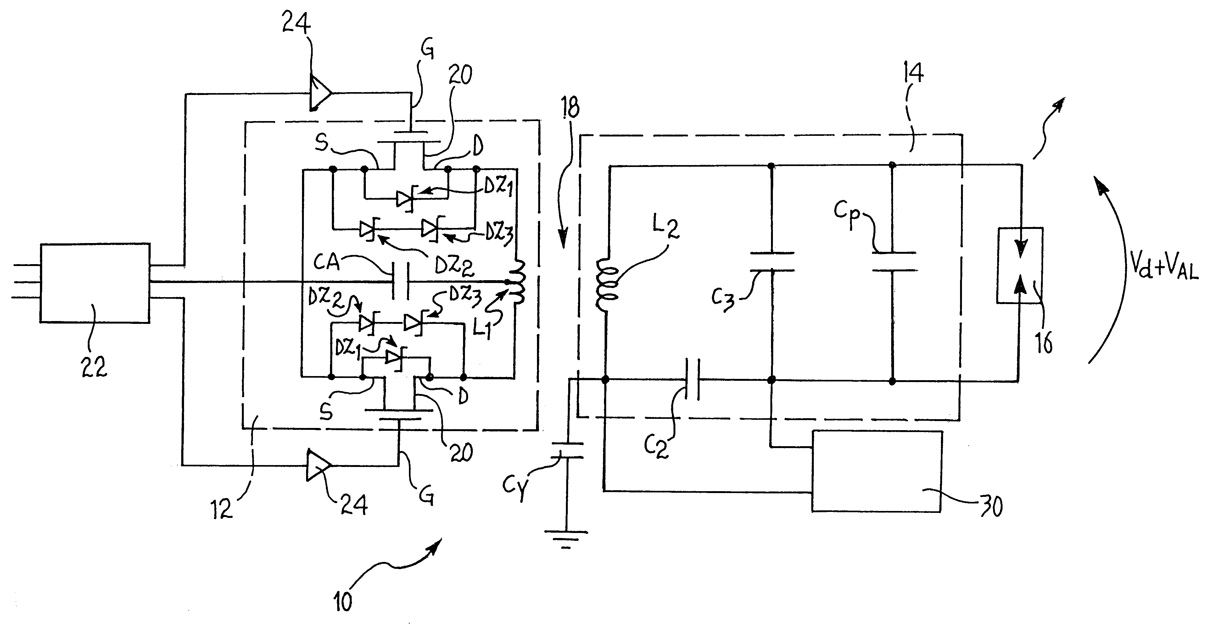 Solid state resonance igniter for control of the number of high voltage pulses for hot restrike of discharge lamps