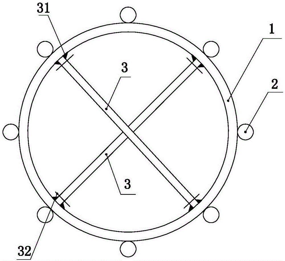 Inner supporting device for reinforcement cage of extra-high pressure cast-in-place pile foundation