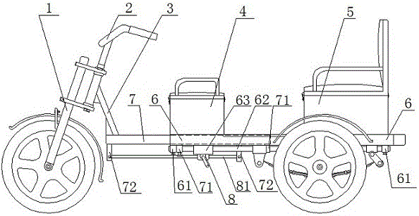 Electric tricycle with retractable frame