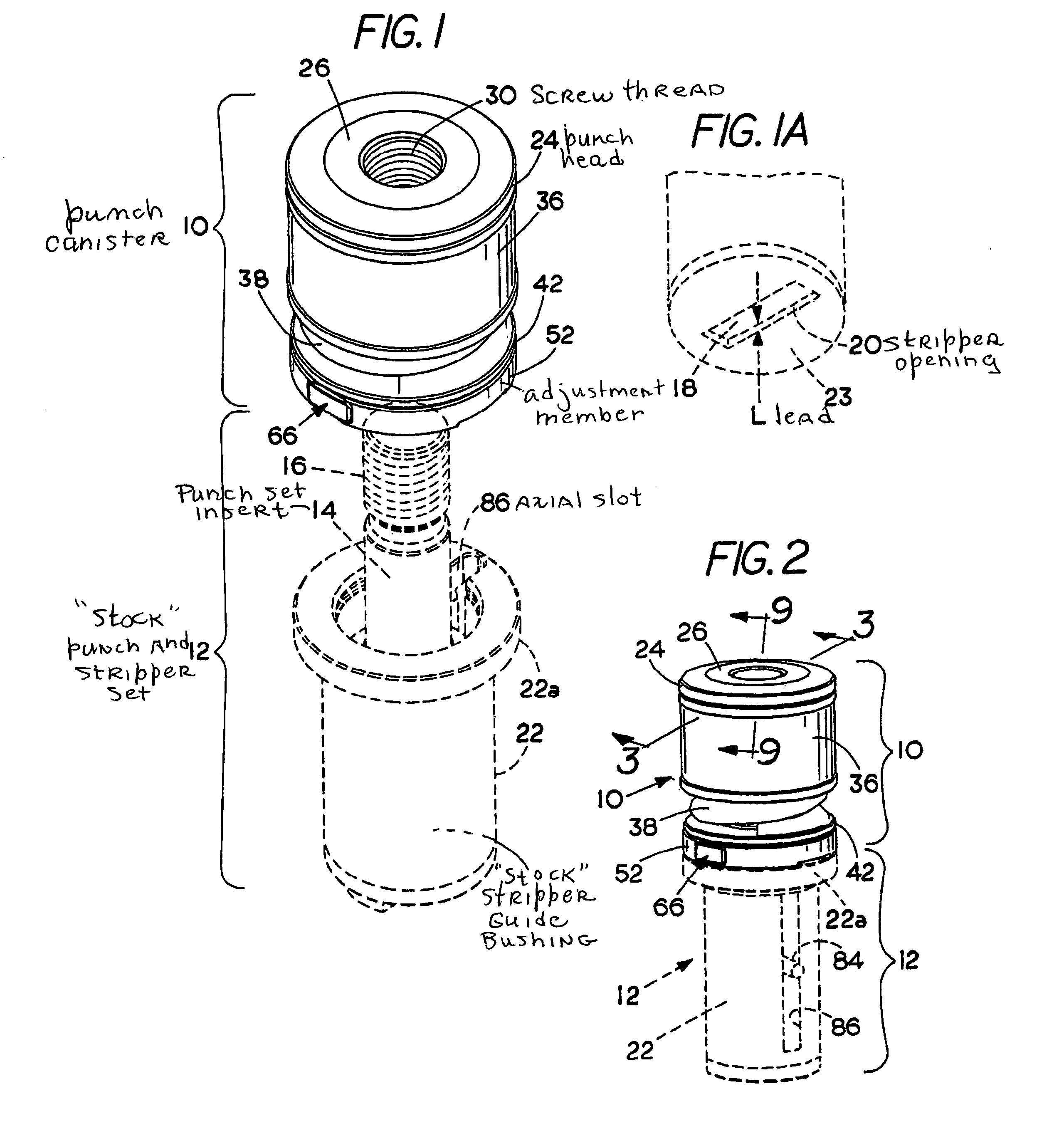 Punch with self-contained punch recess adjustment indexing