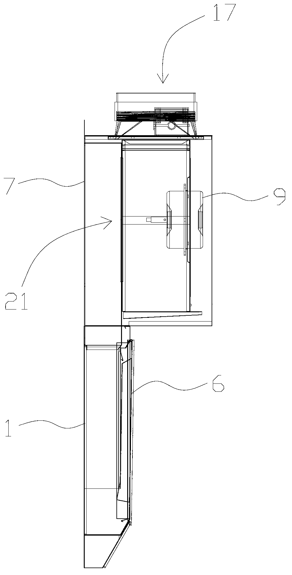 Side-suction upward-discharge type range hood