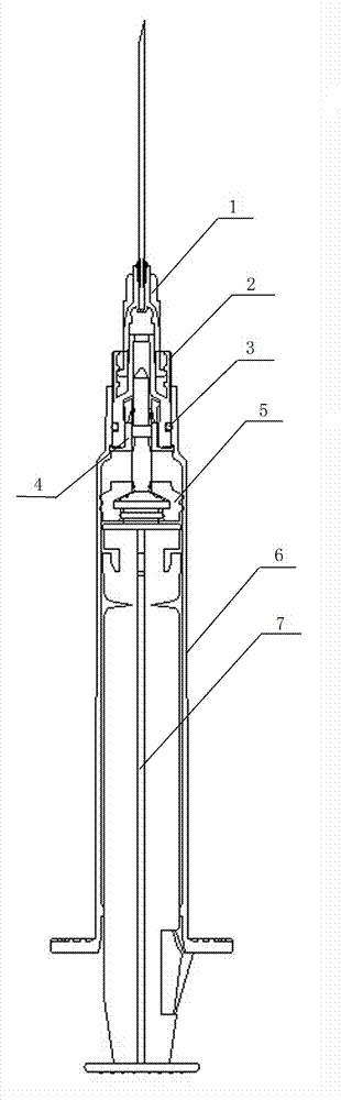 Back-pulling type safety self-locking self-destroying syringe