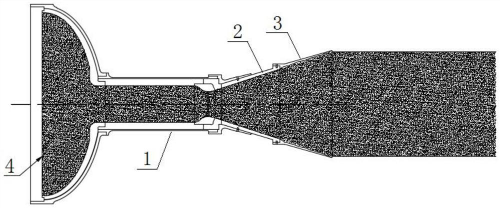 Variable-expansion-ratio spray pipe of single-chamber double-thrust solid rocket engine