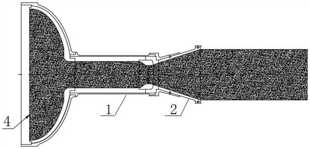 Variable-expansion-ratio spray pipe of single-chamber double-thrust solid rocket engine