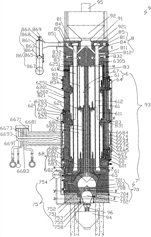 Hot waste gas active coke regeneration device combining pyrolysis and gasification of coal gangue and purification and combustion of raw gas