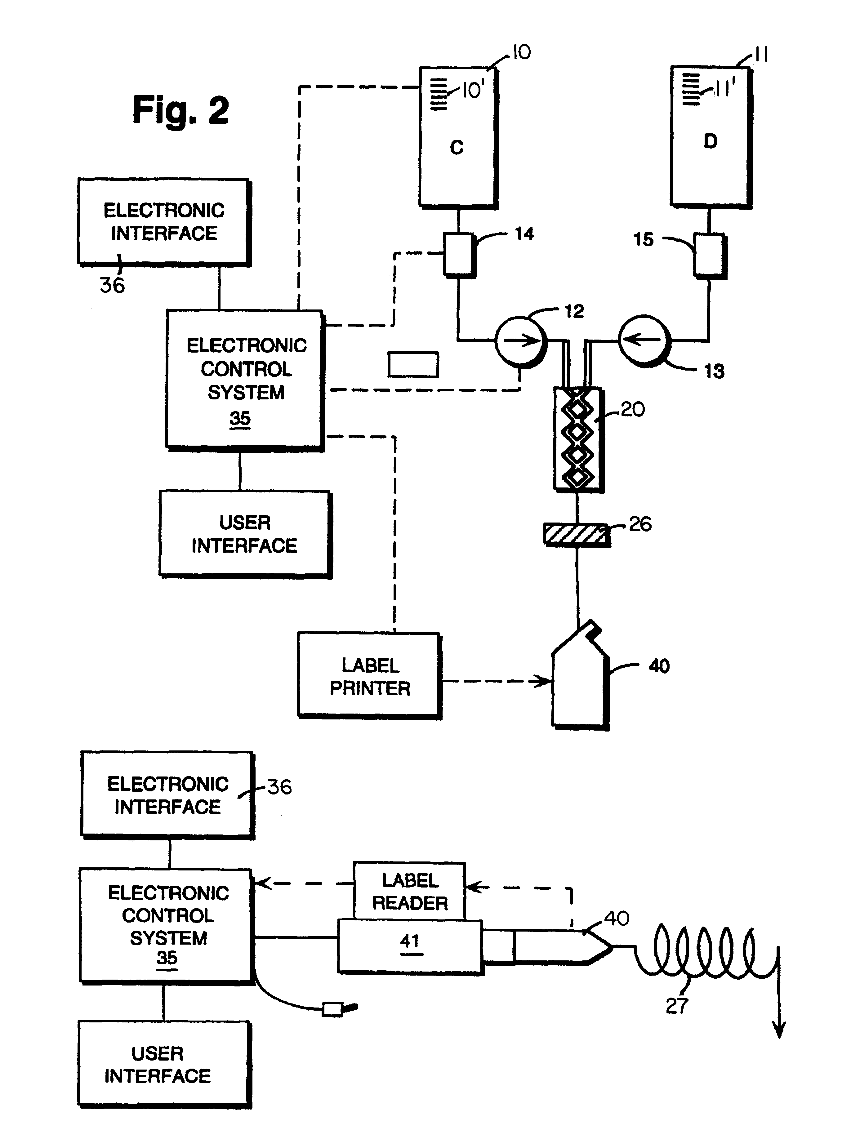 Fluid delivery system including a reusable flow path and a per-patient disposable fluid path