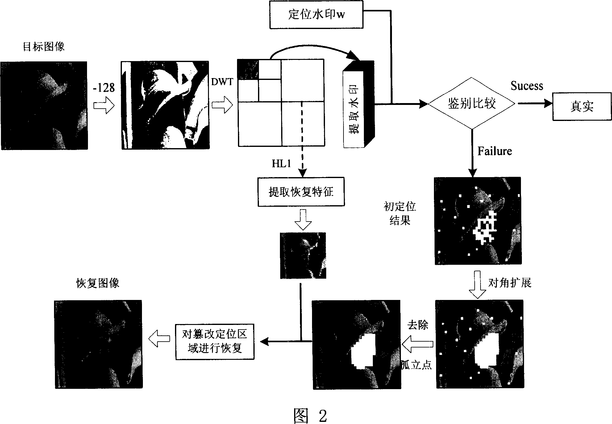 Active mode digital image content identification method based on wavelet and DCT dual domain