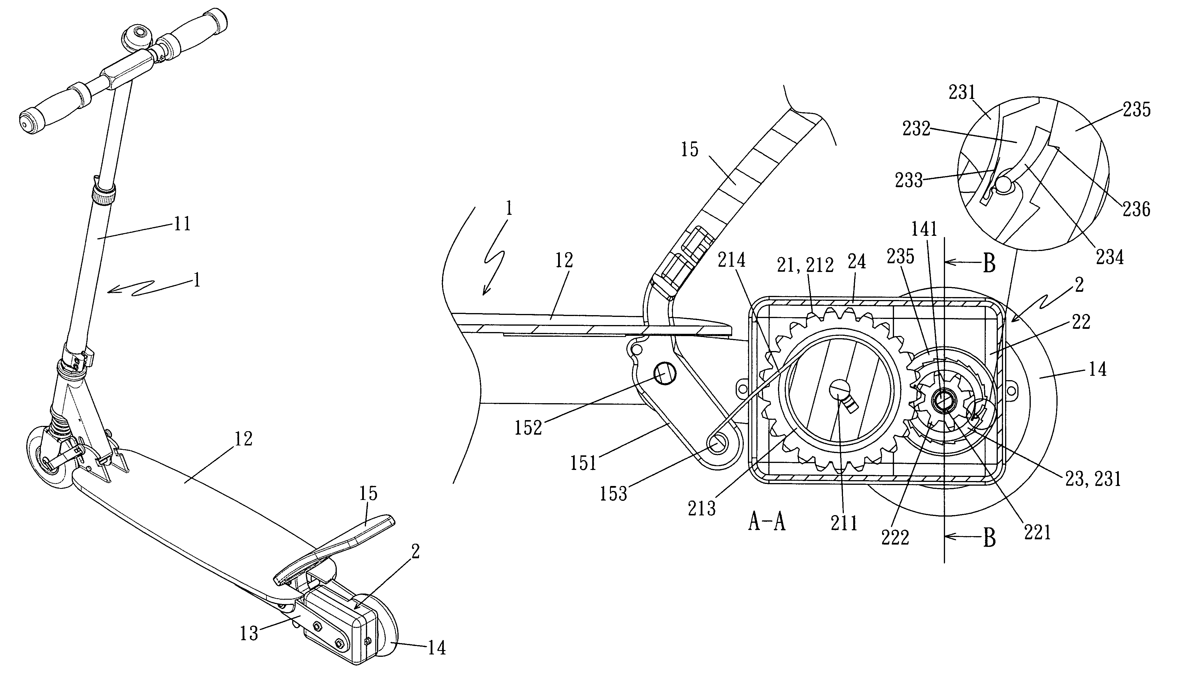 Scooter with driving mechanism