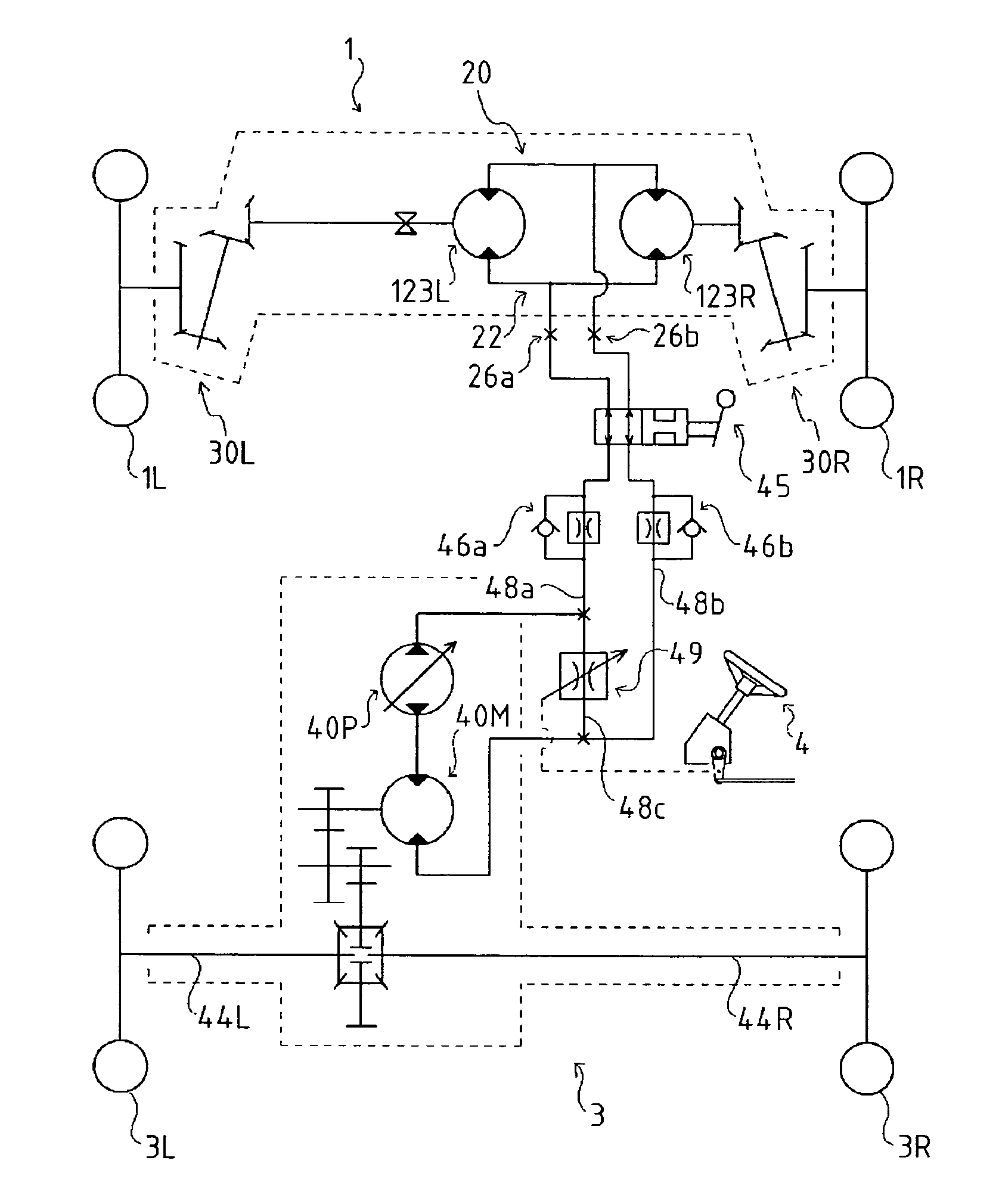 Hydraulic axle-drive device