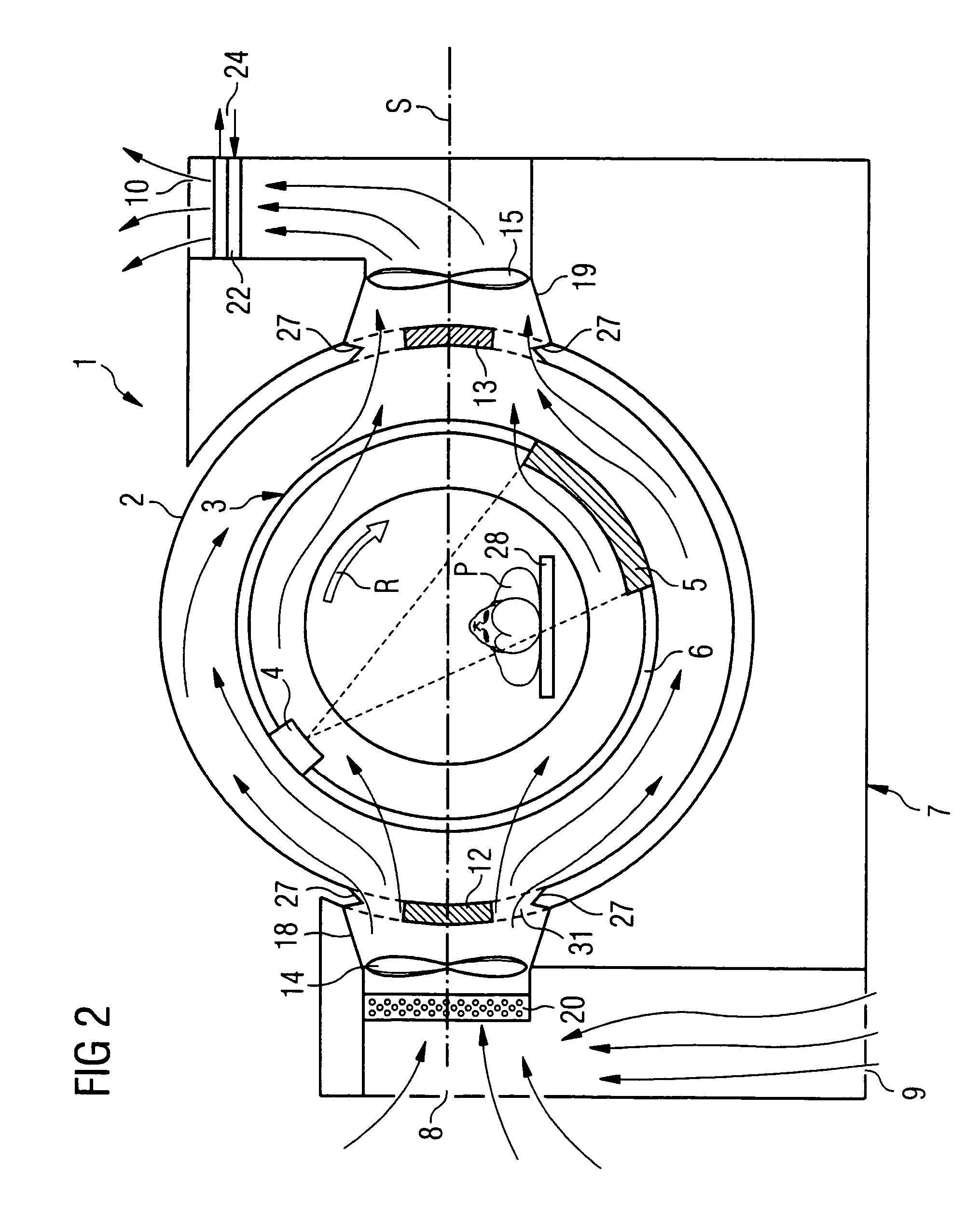 Cooling system and method to cool a gantry