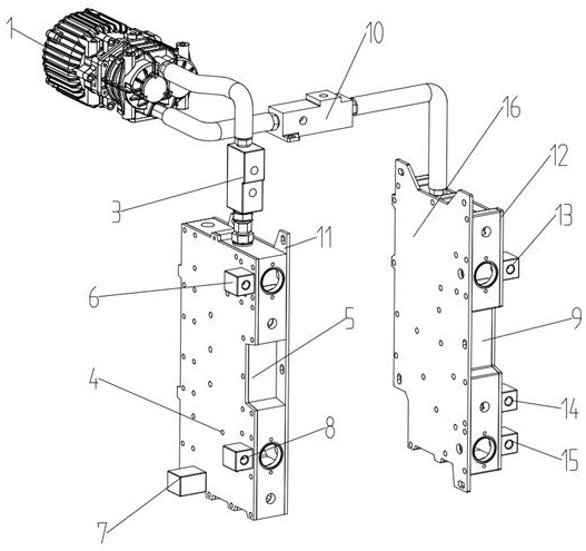 A gas distribution and hydrogen circulation structure suitable for dual fuel cell stack systems