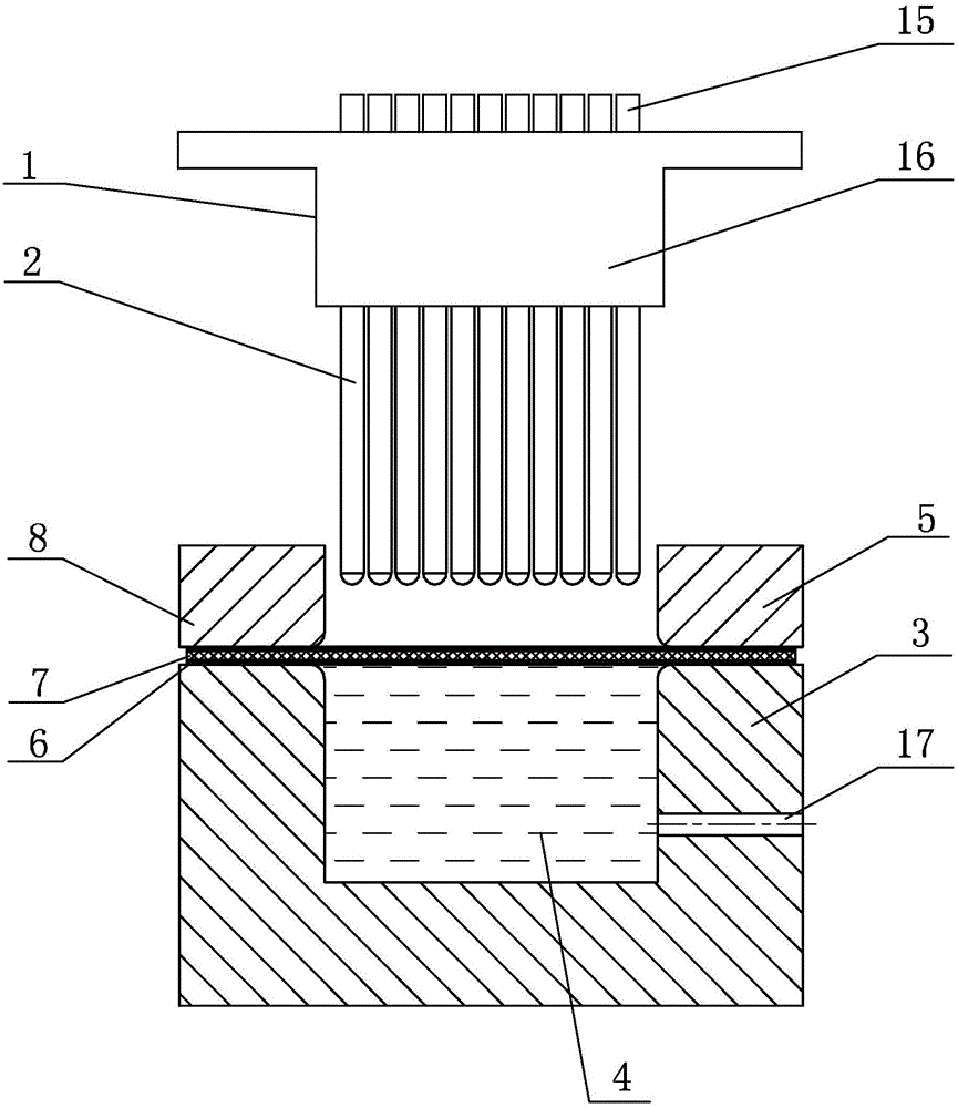 A device and method for sheet metal multi-point punch liquid-filled deep drawing