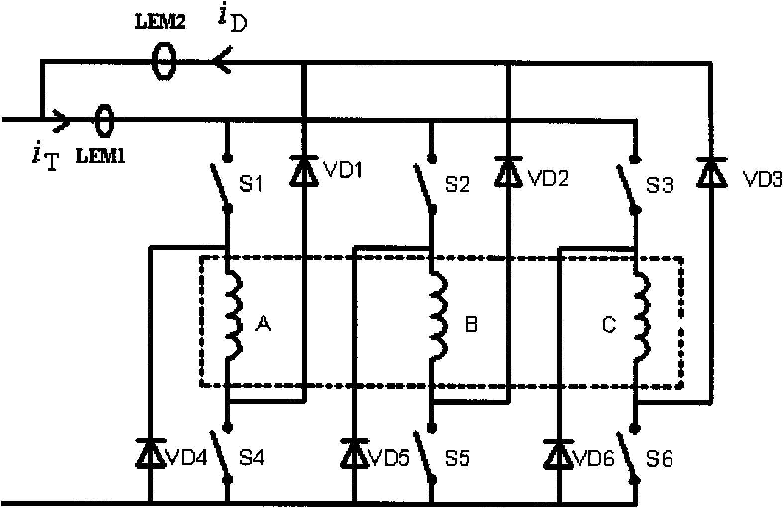 Switch reluctance motor double master switch power converter master switch fault diagnosis method