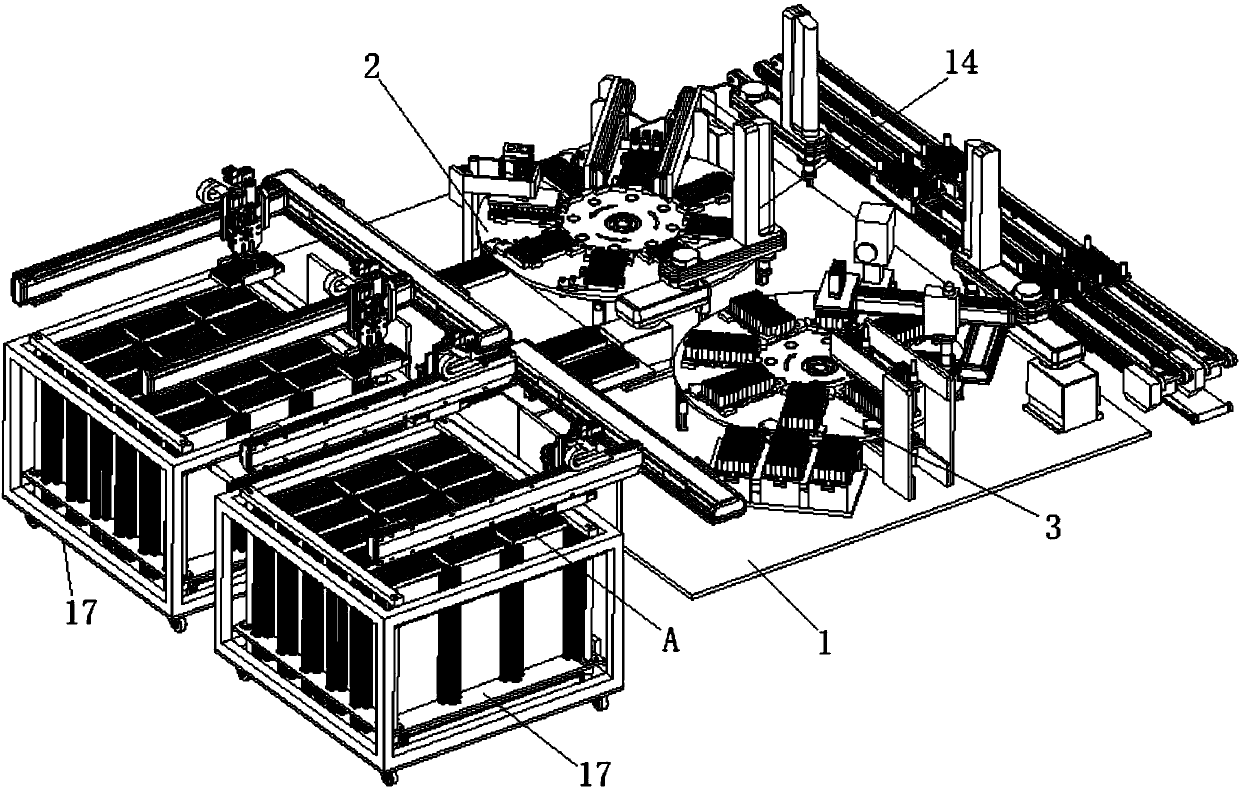 Double-side clamp implantation machine of cylindrical lithium ion battery module