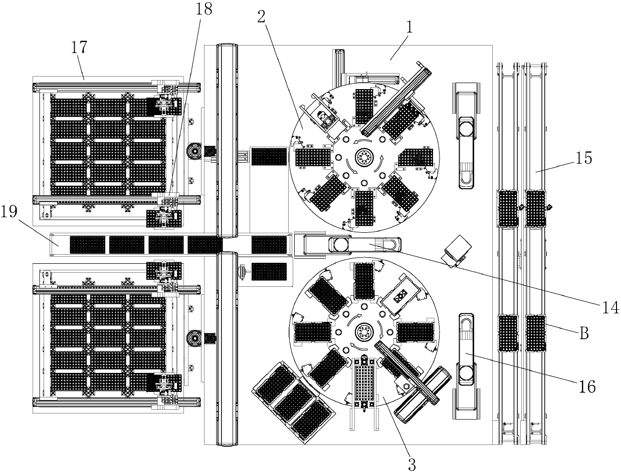 Double-side clamp implantation machine of cylindrical lithium ion battery module