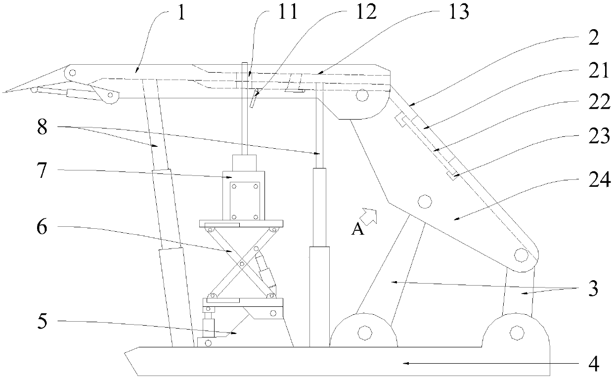 Forced caving hydraulic support