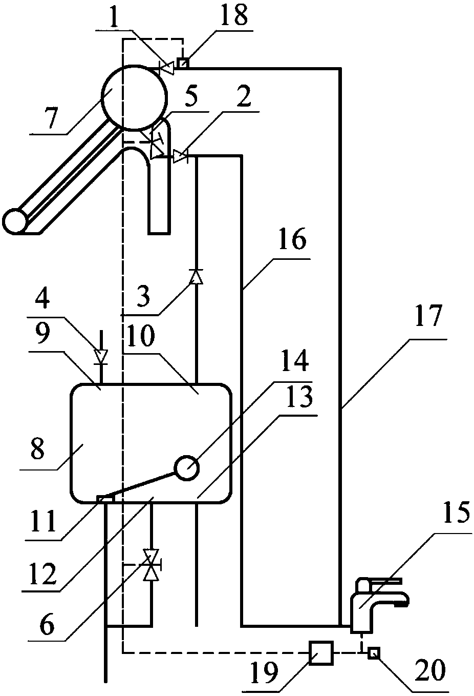 A solar water heater loop for anti-freezing and rapid hot water output