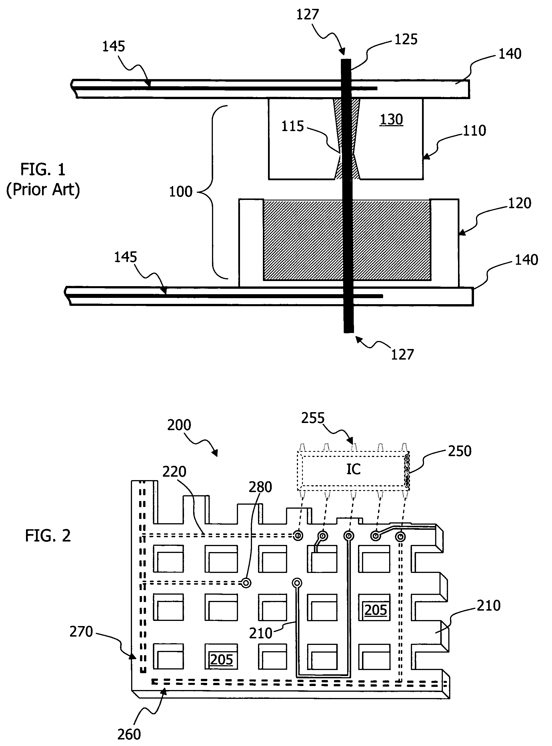 Electronic component connection support structures including air as a dielectric