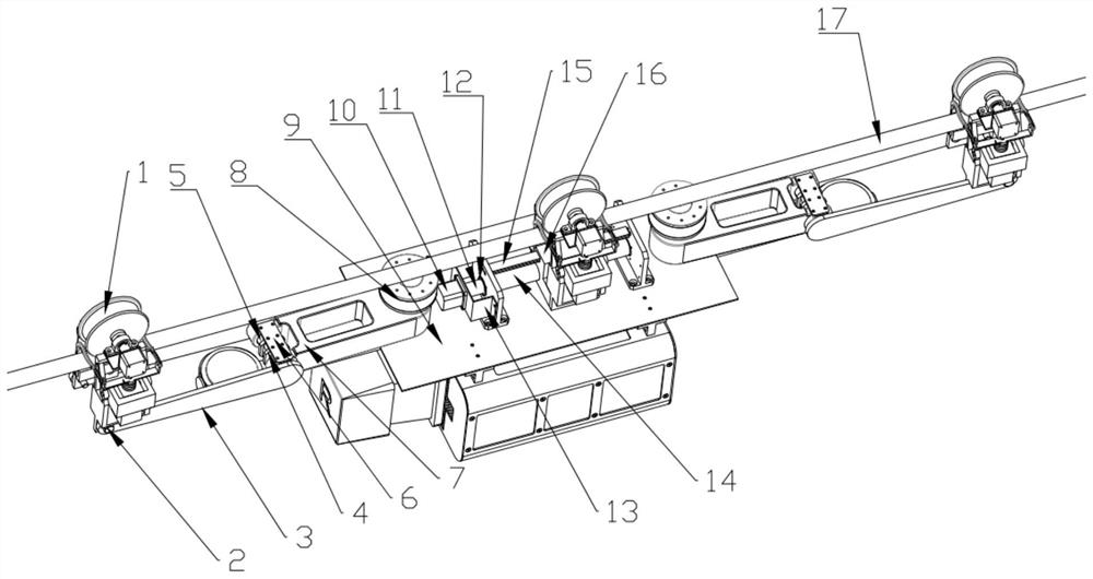 Walking type power line obstacle-crossing inspection robot along line