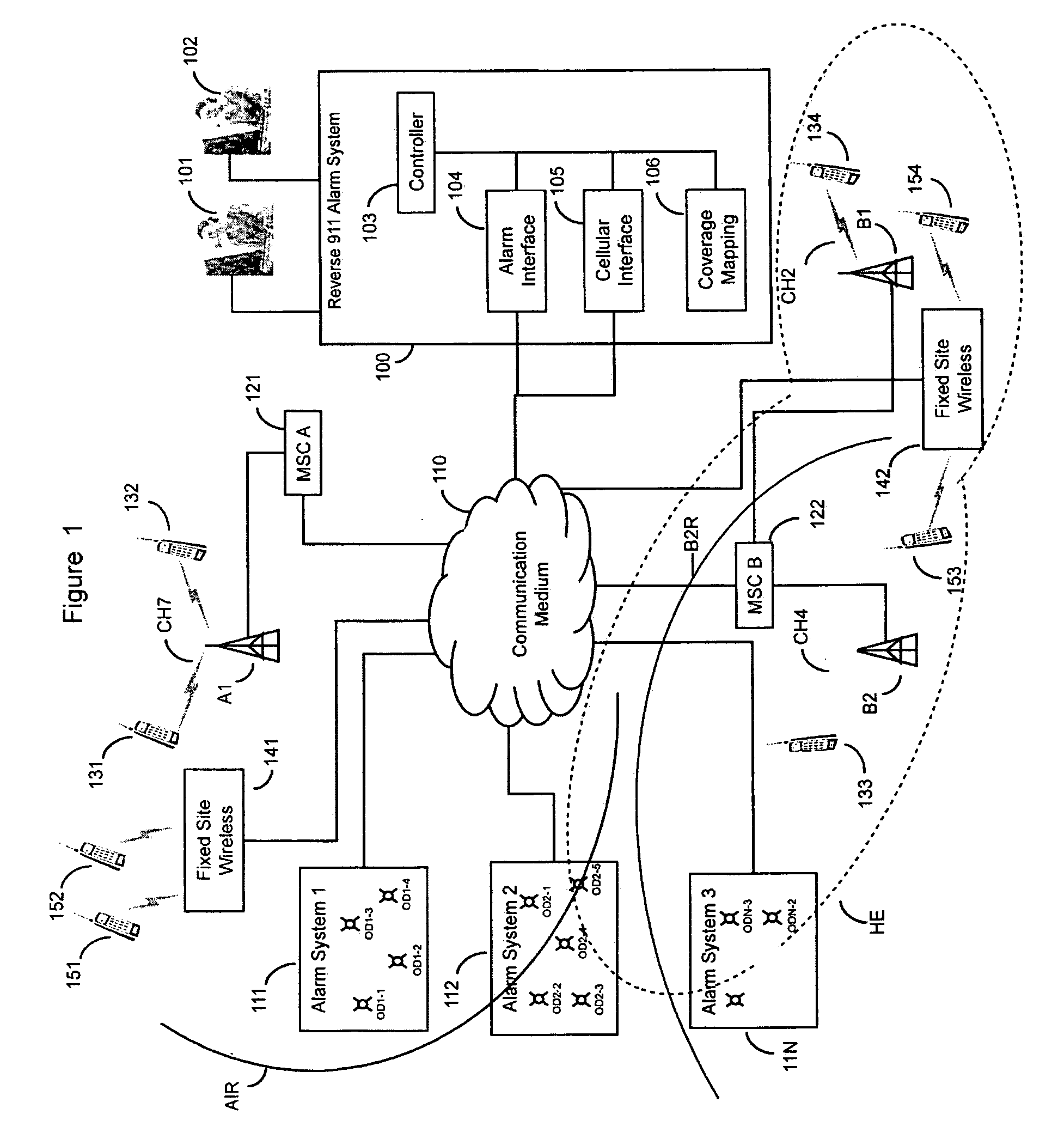 System for controlling the operation of wireless multicasting systems to distribute an alarm indication to a dynamically configured coverage area